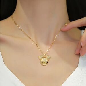 {NEW} Gold Mickey Mouse Pendant Necklace